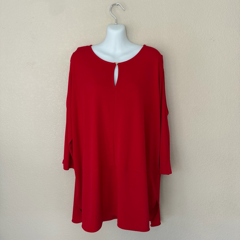 Lauren Ralph‎ Lauren Red Keyhole Blouse Women’s 3XL Plus Size Top
